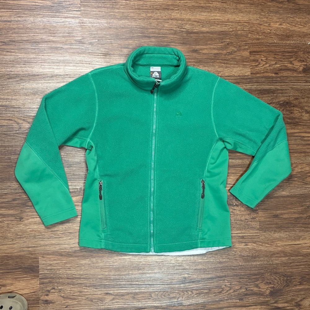Y2K Nike ACG Fit Therma Fleece Jacket Womens L Green Full Zip Outdoor